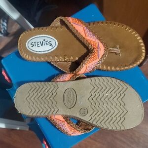 Stevies Kids Brown and Orange Sandals